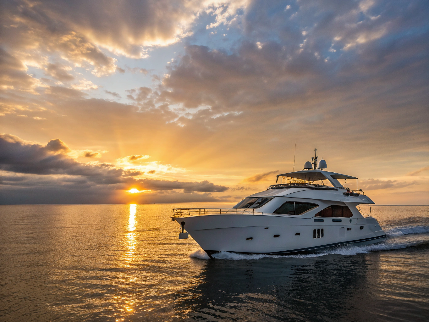 Sunset ocean adventure with premium vessel