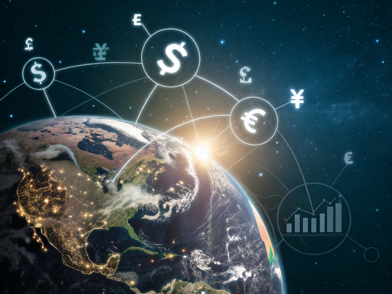 Abstract brand evolution graphic with Prosper Global logo