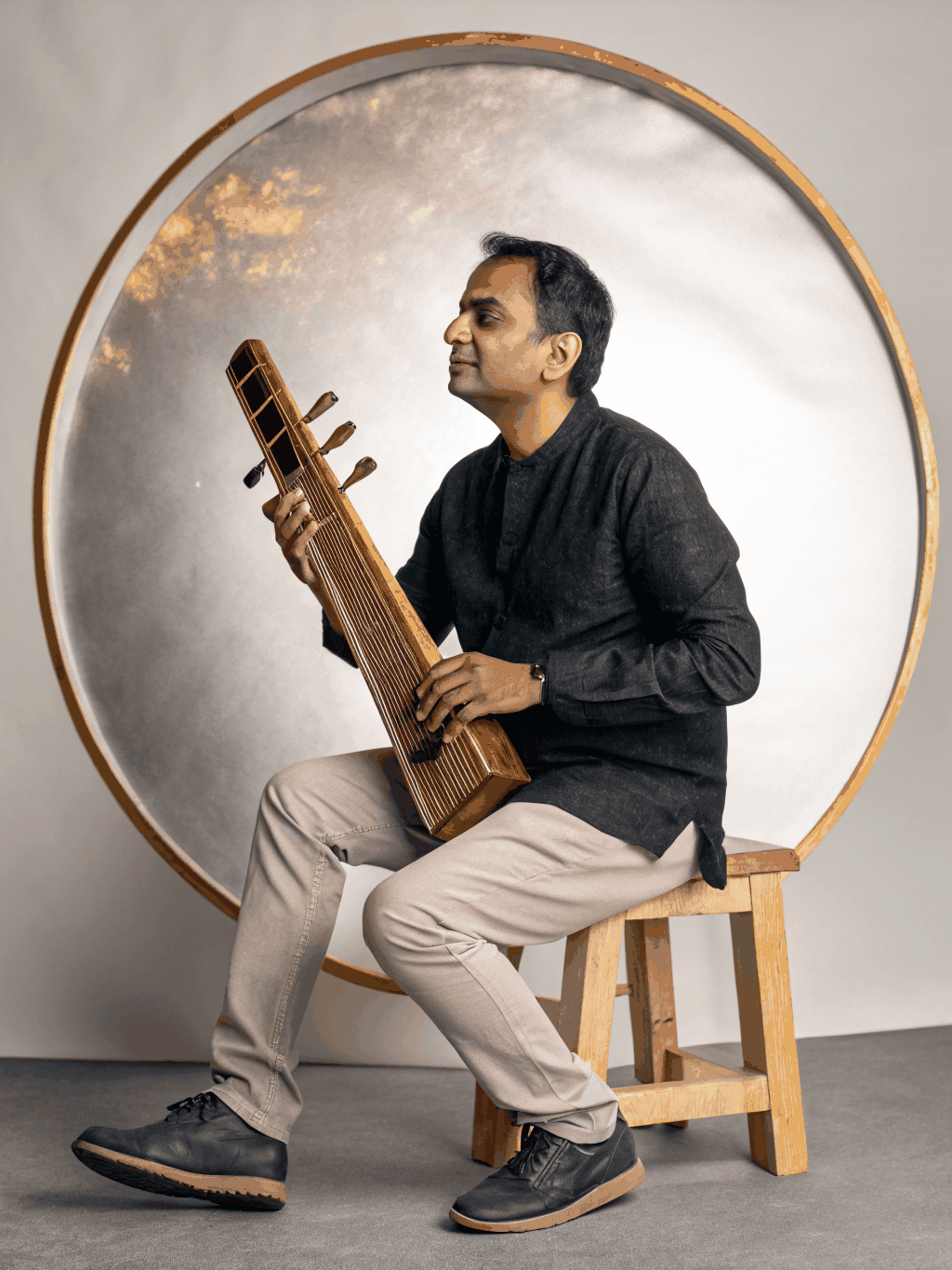 Debashis Mukherjee playing the classical sarod instrument