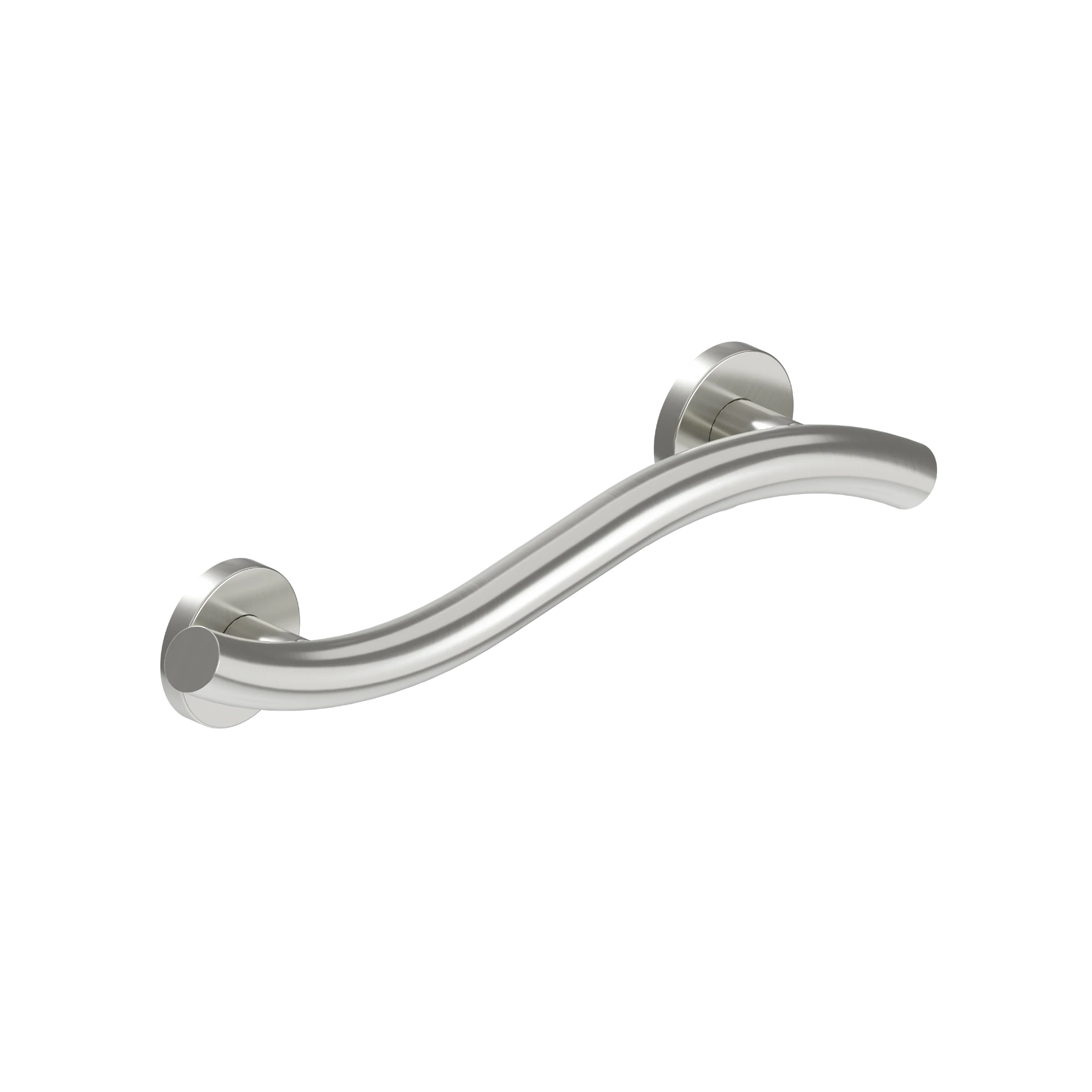 WAVE 18-inch grab bar in brushed stainless finish showing bi-level curved profile