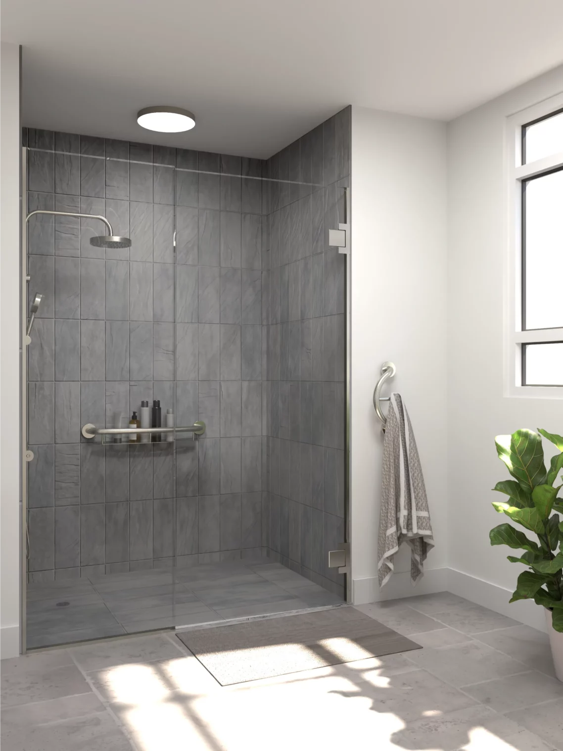 PLUS Series towel and robe hook installed on a bathroom wall