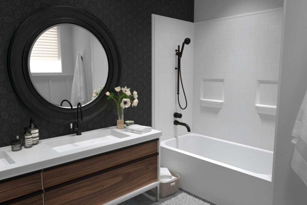 Best Bath single-piece composite tub and shower surround reinforced for grab bars