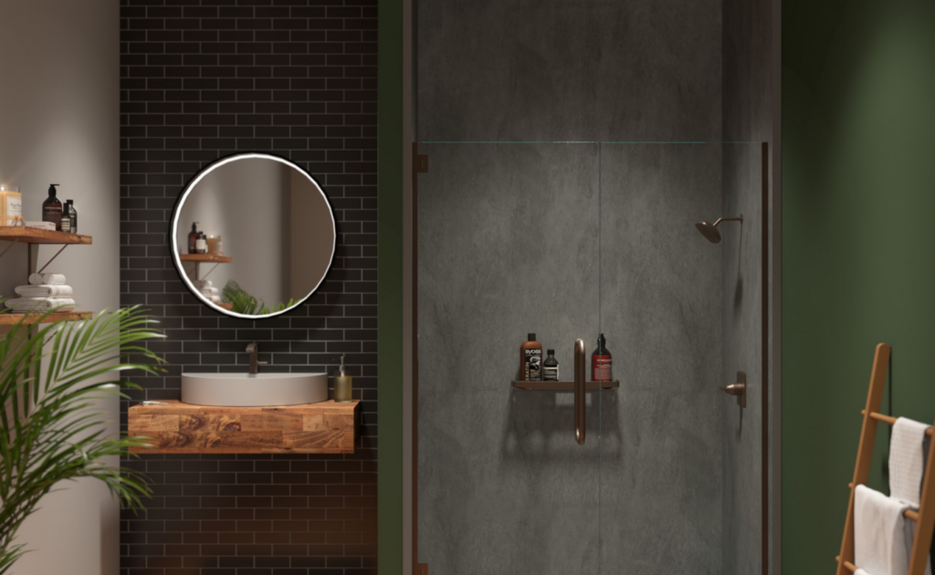 Best Bath Crestline slate-finish walk-in shower surround