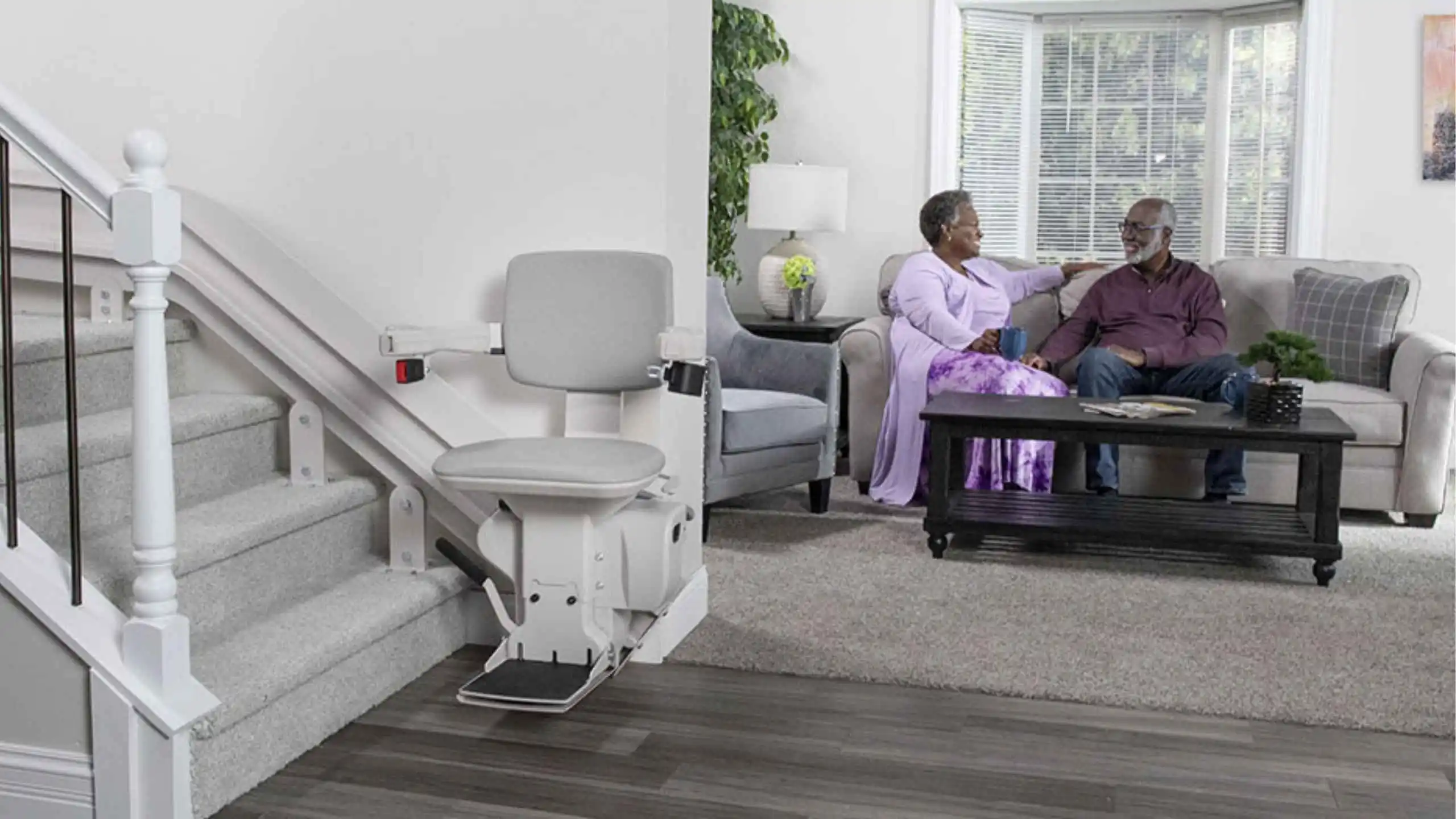 Bruno Elite curved stairlift on a curved staircase