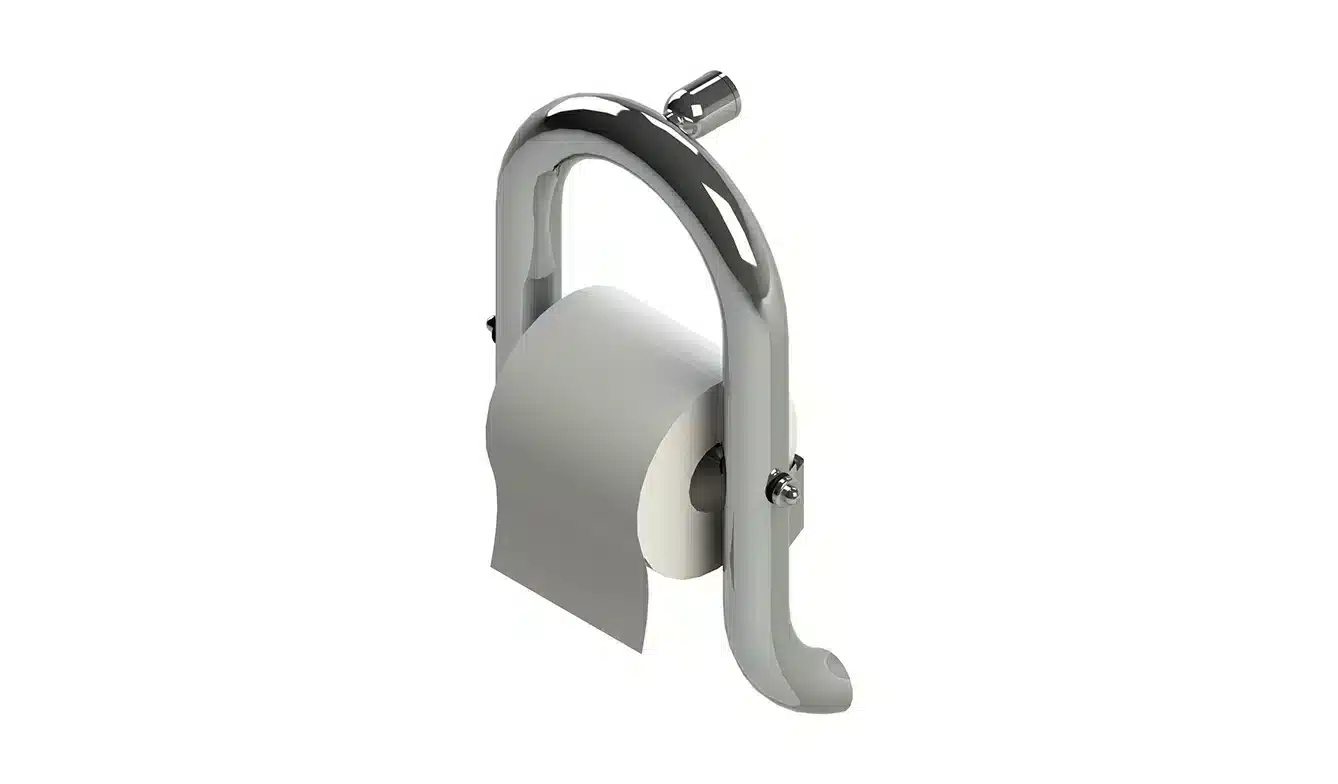INVISIA wall toilet roll holder with integrated safety grab bar