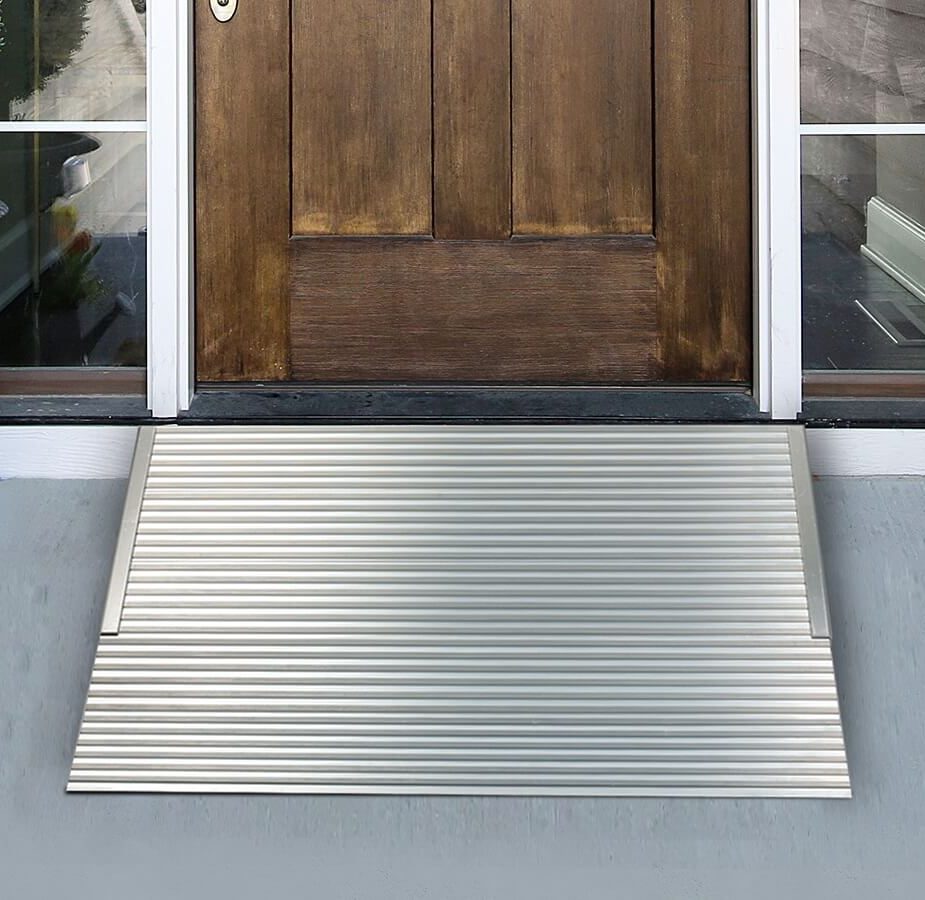National Ramp Journey Series aluminum threshold ramp placed at a residential door step