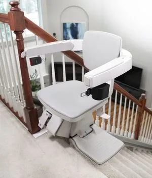 Elan seat swiveled 90 degrees at the top landing