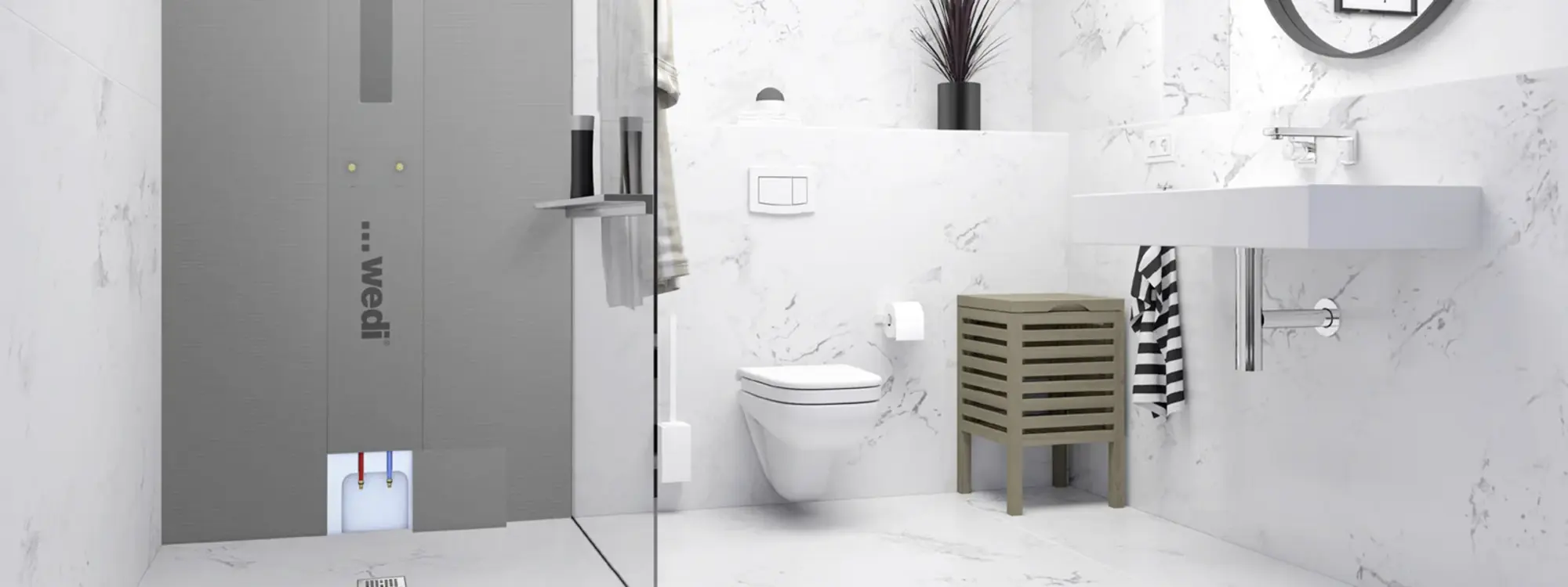 wedi tiled walk-in shower