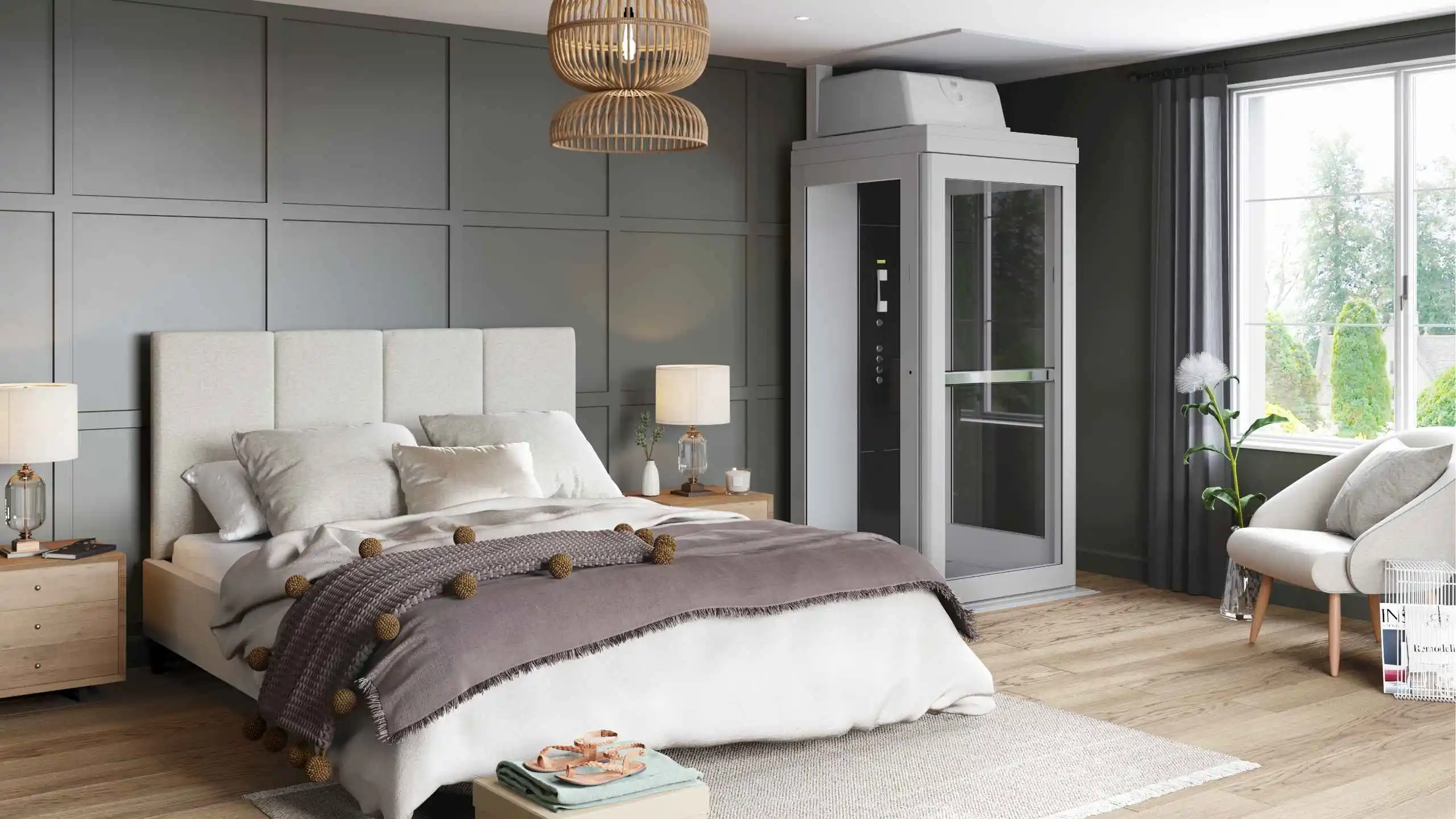 Bruno Connect home elevator in a bedroom