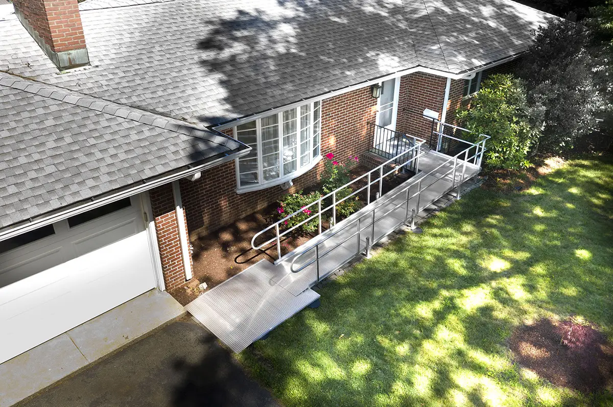 National Ramp modular aluminum ramp at a home entry