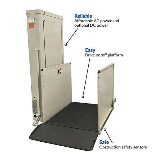 Bruno residential vertical platform lift product details overview