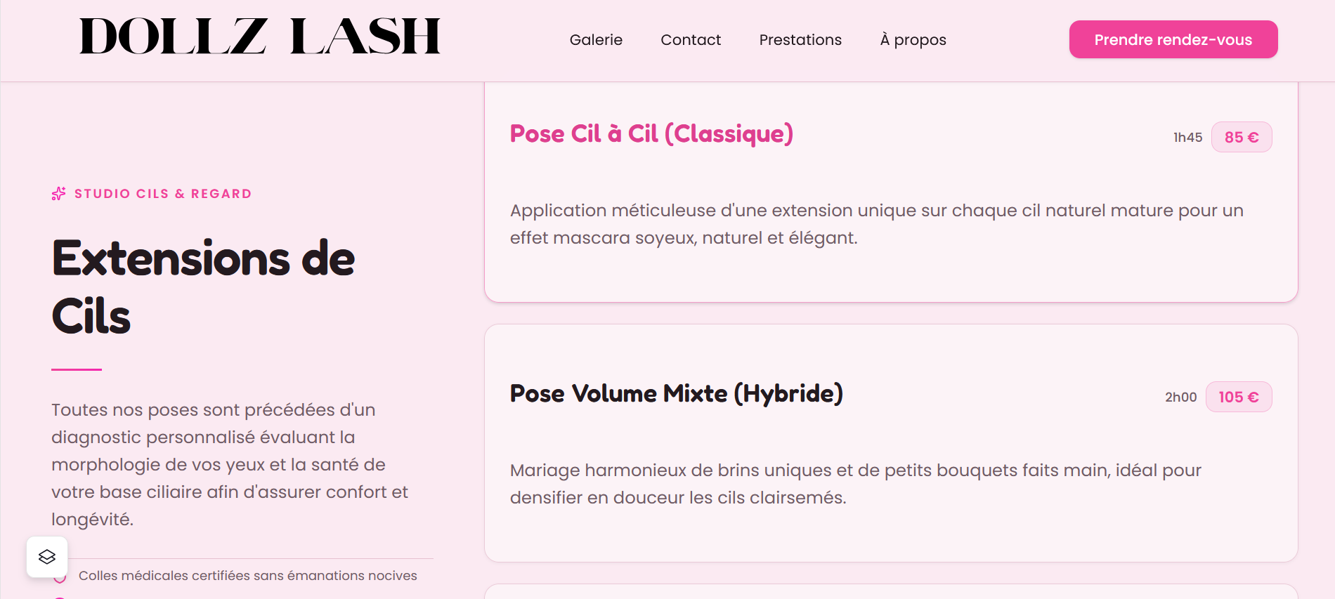 Dollz Lash — aperçu du site 5